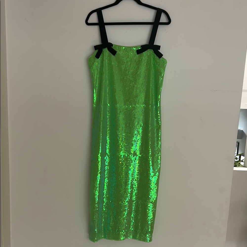 j crew collection Green Sequin Dress with Black Accents size 10 NWT